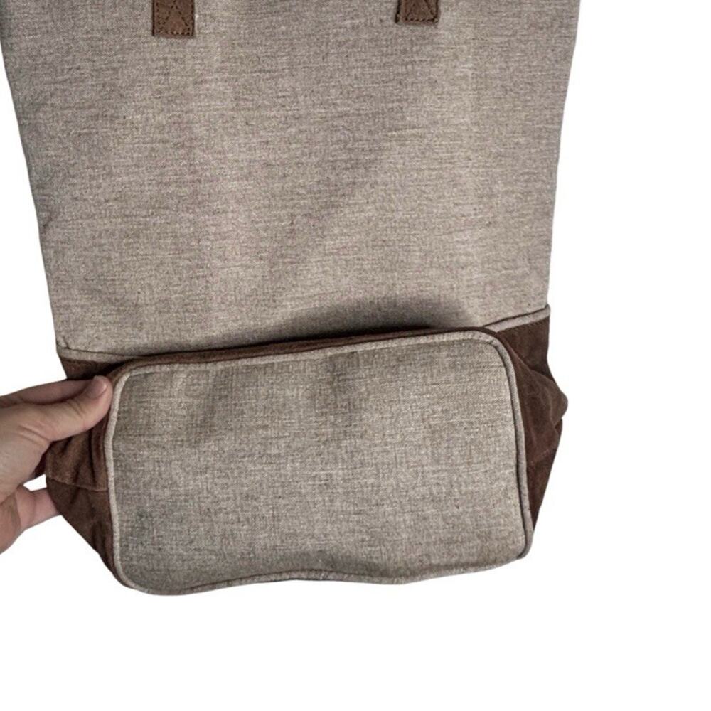 Mark & Graham Tote Large Bucket Cotton Leather Oatmeal Brown Preppy - Picture 4 of 11